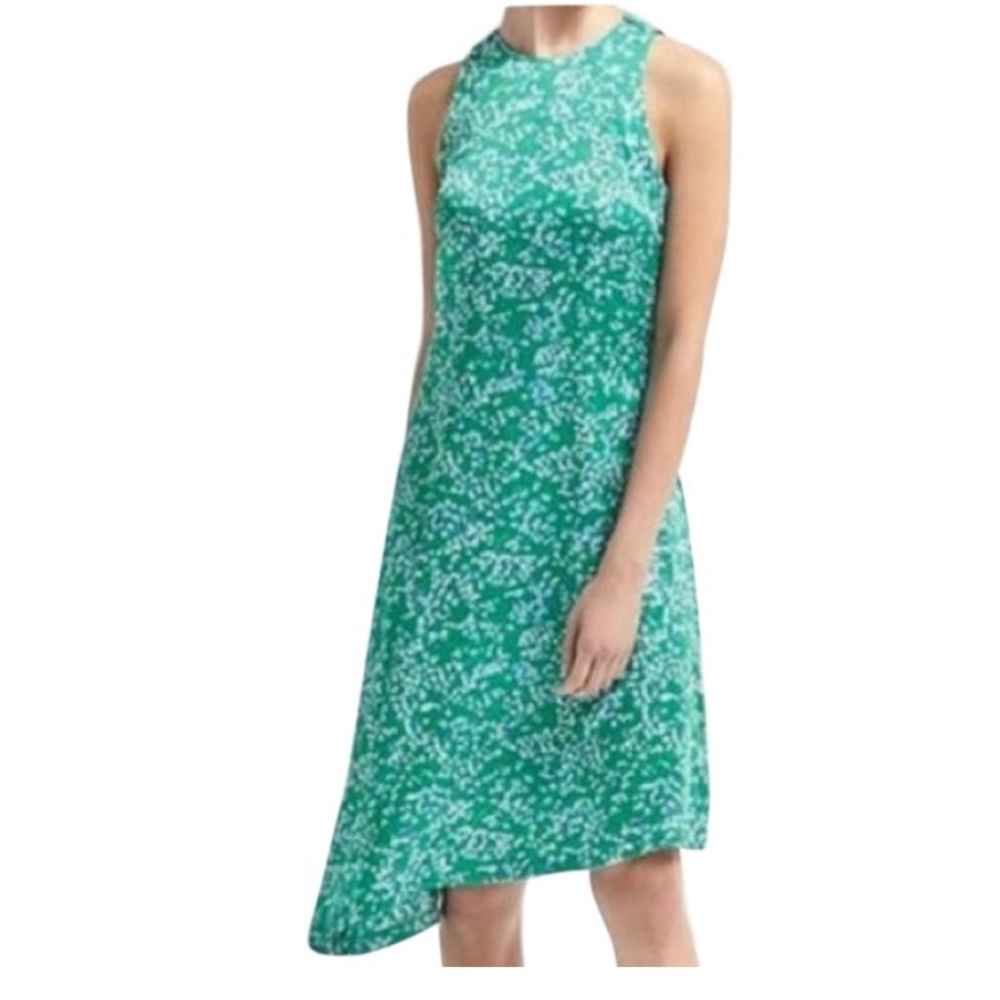 BANANA REPUBLIC Dress NWT Asymmetrical Green sleeveless women’s size 12P